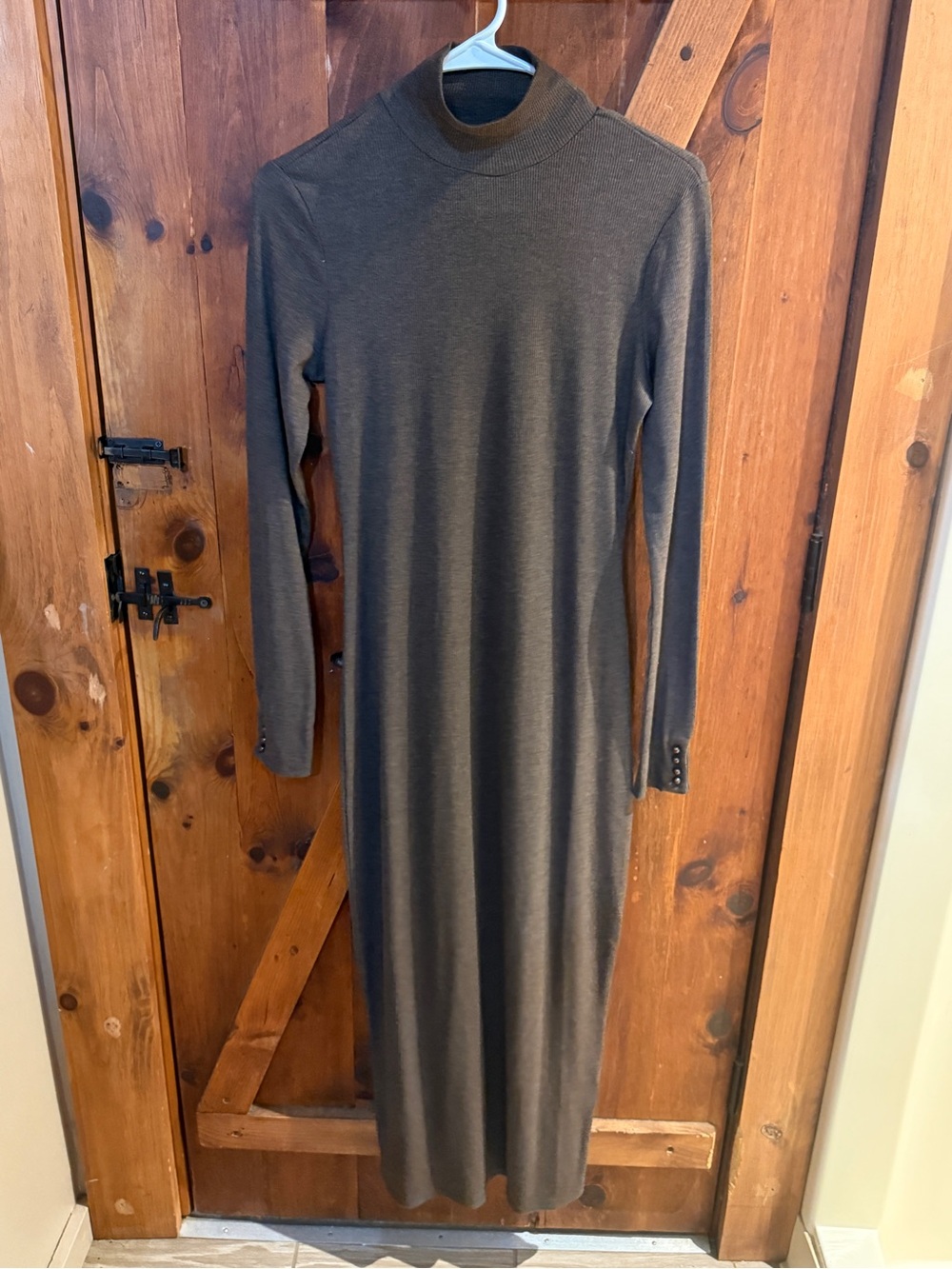 Pinkblush Long Sleeve Mock Neck Maxi Dress - Brown
